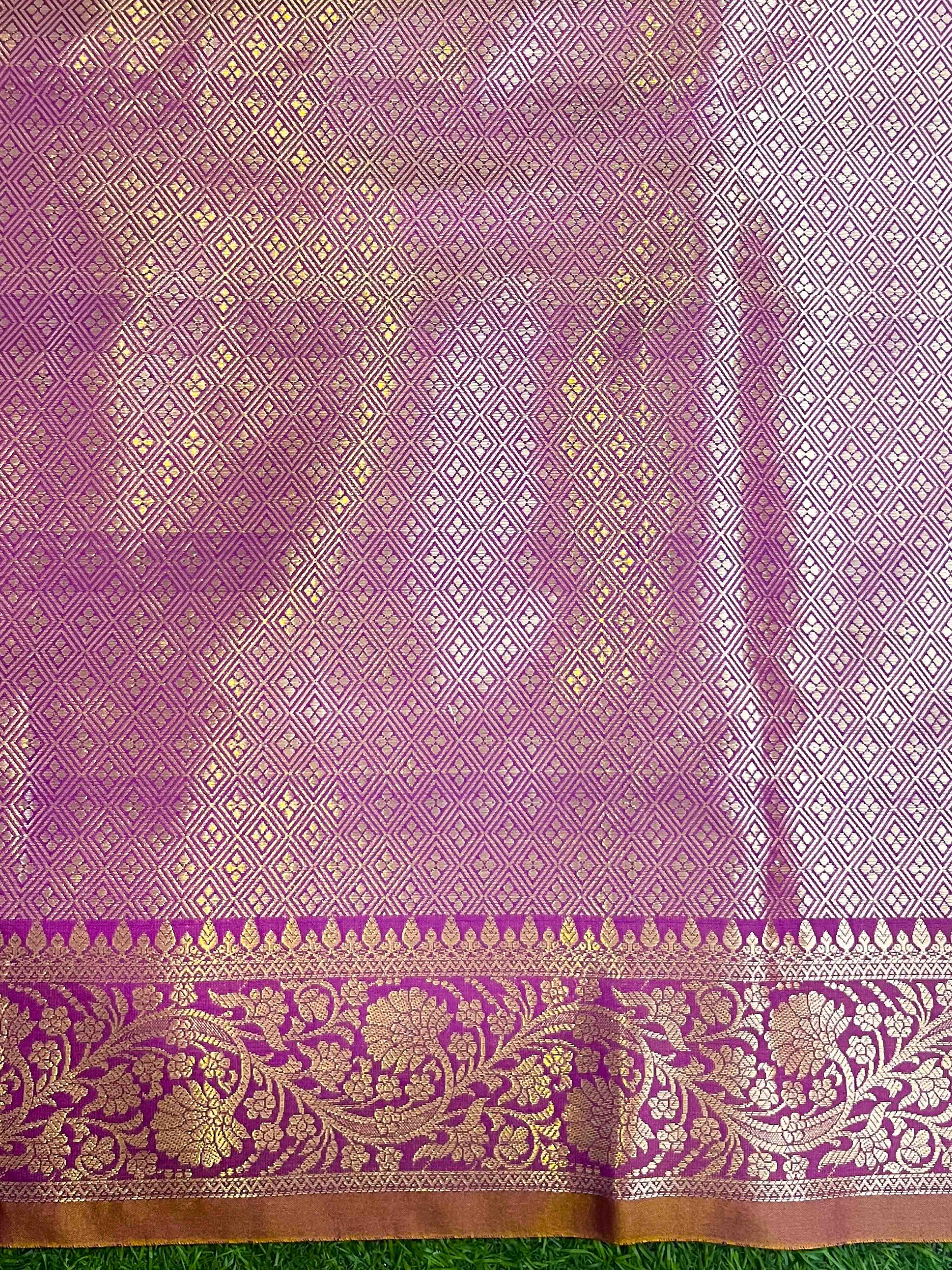 Banarasee Handloom Dual Shade Semi Silk Saree With Zari Buti Work & Floral Border-Dark Pink