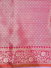 Banarasee Handloom Dual Shade Semi Silk Saree With Zari Buti Work & Floral Border-Hot Pink