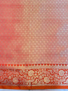 Banarasee Handloom Dual Shade Semi Silk Saree With Zari Buti Work & Floral Border-Rust