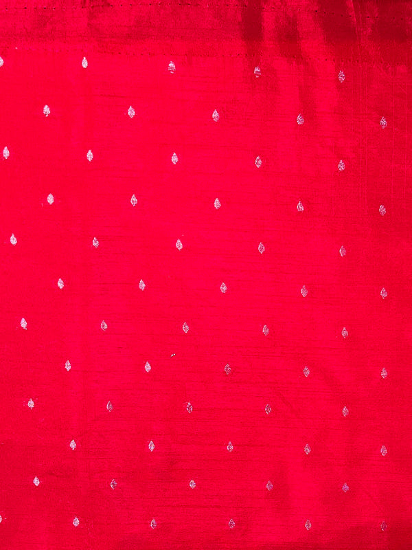 Banarasee Handloom Semi Silk Saree With Sona Rupa Zari Work & Border-Red