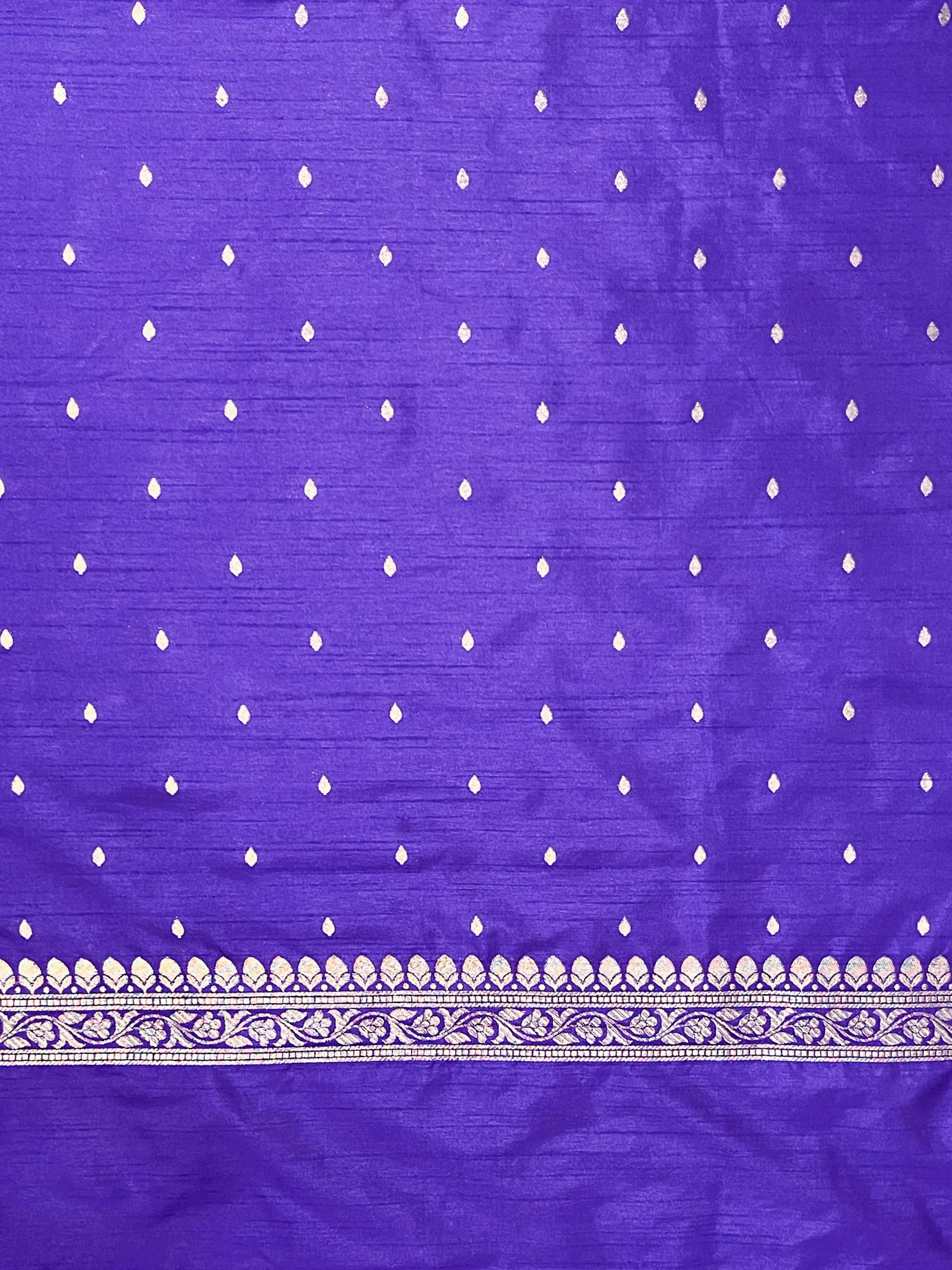 Banarasee Handloom Semi Silk Saree With Buta Design & Zari Border-Violet