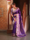 Banarasee Handloom Mashru Silk Saree Zari Border With Lace-Violet