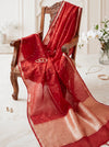Banarasee Pure Organza Silk Saree With Zari Buti Design-Maroon