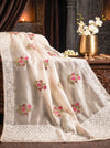 Banarasee Pure Organza Silk Saree With Resham Embroidery-Cream