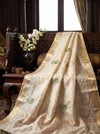 Banarasee Pure Tissue Check Saree With Resham Embroidered Buta-Gold