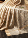 Banarasee Pure Tissue Check Saree With Resham Embroidered Buta-Gold