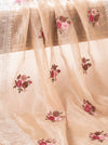 Banarasee Pure Organza Silk Saree With Resham Embroidery-Cream
