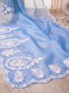 Banarasee Pure Organza Silk Saree With Floral Resham Embroidery-Light Blue