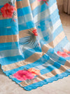 Banarasee Pure Organza Tissue Saree With Digital Printed Floral Design-Sky Blue