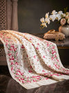 Banarasee Handloom Pure Tussar Silk Saree With Resham Embroidery-Cream