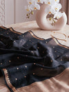 Banarasee Pure Organza Silk Saree With Zari Buti Design-Black