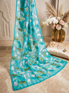 Banarasee Pure Organza Silk Saree With Resham Embroidery-Aqua Blue