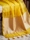 Banarasee Pure Organza Silk Saree With Zari Buti Design-Yellow