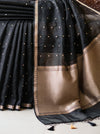 Banarasee Pure Organza Silk Saree With Zari Buti Design-Black