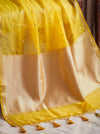 Banarasee Pure Organza Silk Saree With Zari Buti Design-Yellow