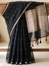 Banarasee Pure Organza Silk Saree With Zari Buti Design-Black
