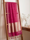 Banarasee Pure Organza Silk Saree With Zari Buti Design-Pink