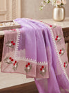 Banarasee Pure Tissue Silk Saree With Stripe Pattern & Resham Embroidered Border-Light Pink
