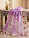 Banarasee Pure Tissue Silk Saree With Stripe Pattern & Resham Embroidered Border-Light Pink