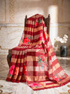 Banarasee Pure Organza Tissue Saree With Digital Printed Floral Design-Maroon