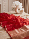 Banarasee Pure Organza Silk Saree With Zari Buti Design-Maroon