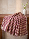Banarasee Pure Tissue Silk Saree With Stripe Pattern & Scallop Border-Burgundy