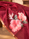 Banarasee Pure Organza Tissue Saree With Digital Printed Floral Design-Maroon