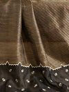 Banarasee Pure Organza Silk Saree With Buti Design & Scallop Border-Black