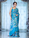 Banarasee Handloom Organza Mix Saree With Zari Woven Design-Sky Blue