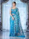 Banarasee Handloom Organza Mix Saree With Zari Woven Design-Sky Blue