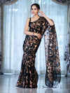Banarasee Handloom Organza Mix Saree With Zari Woven Design-Black