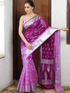 Banarasee Organza Saree With Silver Zari Design & Dual Color-Purple