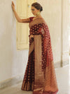 Banarasee Organza Mix Saree With Zari Buti Design & Border-Brown