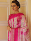 Banarasee Handwoven Soft Semi Silk Saree With Shibori Design-Pink & White