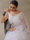 Banarasee Handwoven Organza Floral Embroidery Saree-White