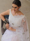 Banarasee Handwoven Organza Floral Embroidery Saree-White