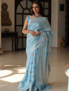 Banarasee Faux Georgette Saree With Silver Zari & Work-Light Blue