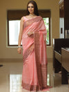 Banarasee Handloom Chanderi Antique Zari Design Saree-Peach