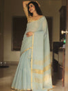 Banarasee Linen Tissue Sona Rupa Zari Work Saree-Light Blue
