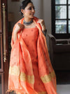 Banarasee Cotton Silk Salwar Kameez Ghichha Work Fabric With Embroidery Work-Peach