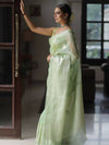 Banarasee Organza Mix Saree With Silver Zari-Green