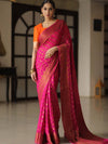 Banarasee Pure Chiffon Silk Saree With Antique Zari Work-Pink