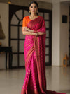 Banarasee Pure Chiffon Silk Saree With Antique Zari Work-Pink