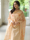 Banarasee Chanderi Cotton Zari Buti Salwar Kameez Fabric With Hand-Painted Dupatta-Peach