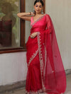 Banarasee Organza Silk Scallop Border Saree-Pink