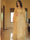 Banarasee Linen Tissue Sona Rupa Zari Work Saree-Gold