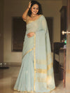 Banarasee Linen Tissue Sona Rupa Zari Work Saree-Light Blue