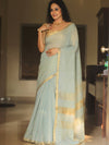 Banarasee Linen Tissue Sona Rupa Zari Work Saree-Light Blue