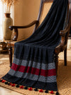 Bhagalpur Linen Cotton Dupatta With Stripe Pattern-Black