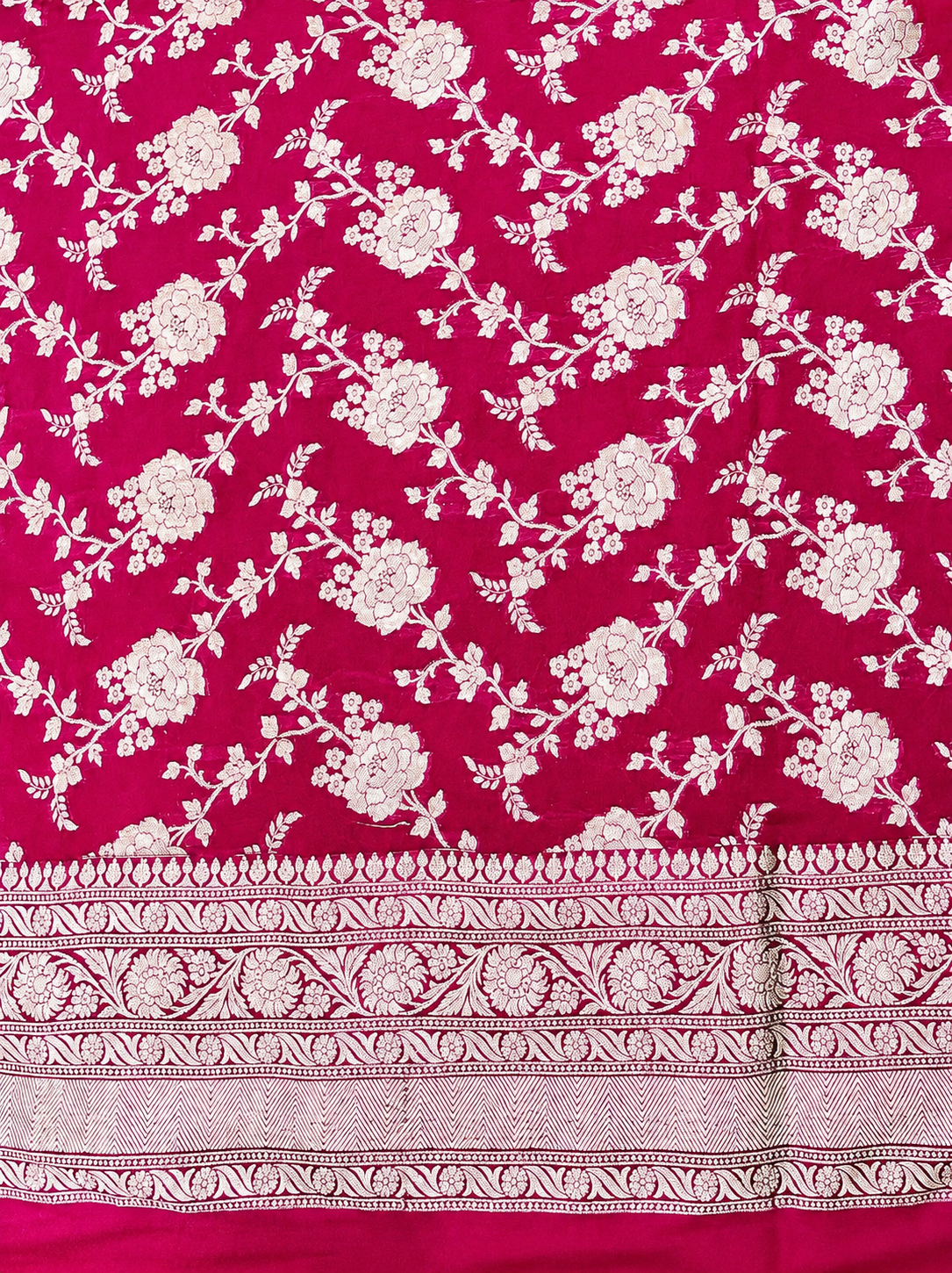 Banarasee Handwoven Georgette Saree With Zari Jaal Design & Border-Pink